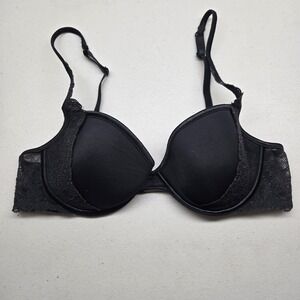Victoria's Secret Women Bra 34B Black Lined Demi Adjustable Underwired Lace